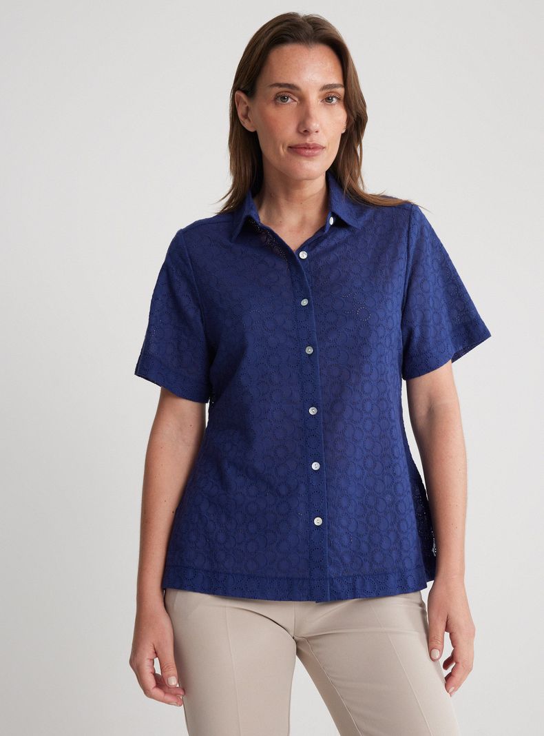 Blusa Camisa Broderie Manga Corta-0