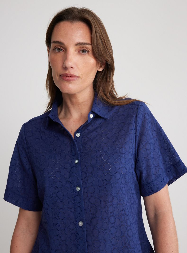 Blusa Camisa Broderie Manga Corta-2