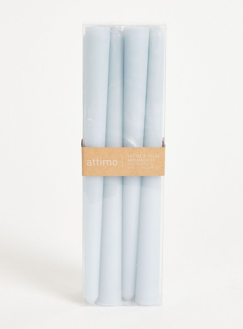Pack 8 Velas Dinner Celeste 24.5 cm-0