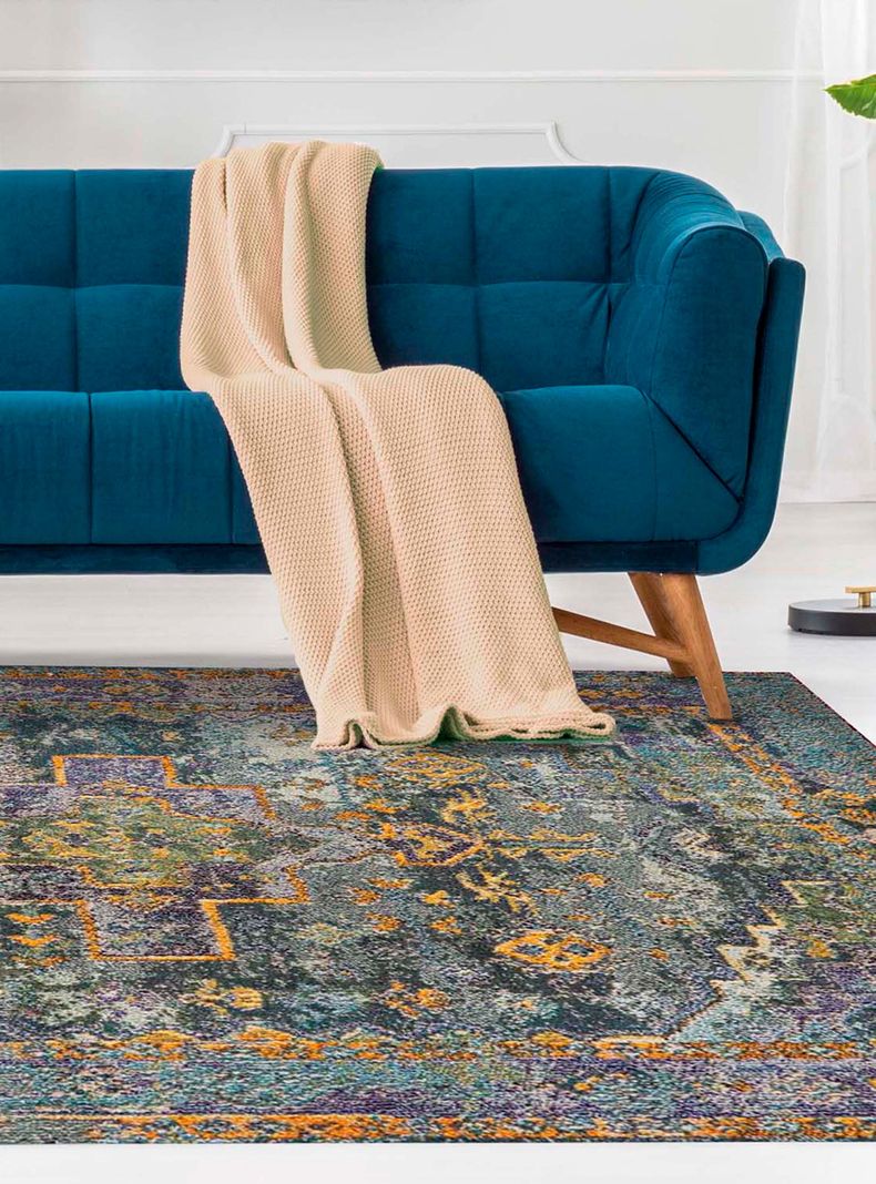 Alfombra Color Azul Bordes 160 x 230 cm-2