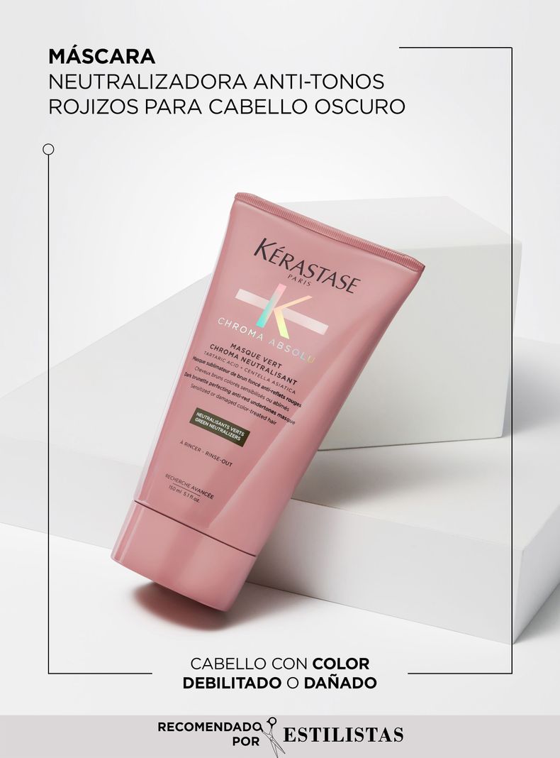 Máscara Matizadora Cabello con Color Masque Vert Neutralisant Chroma Absolu 150ml-1