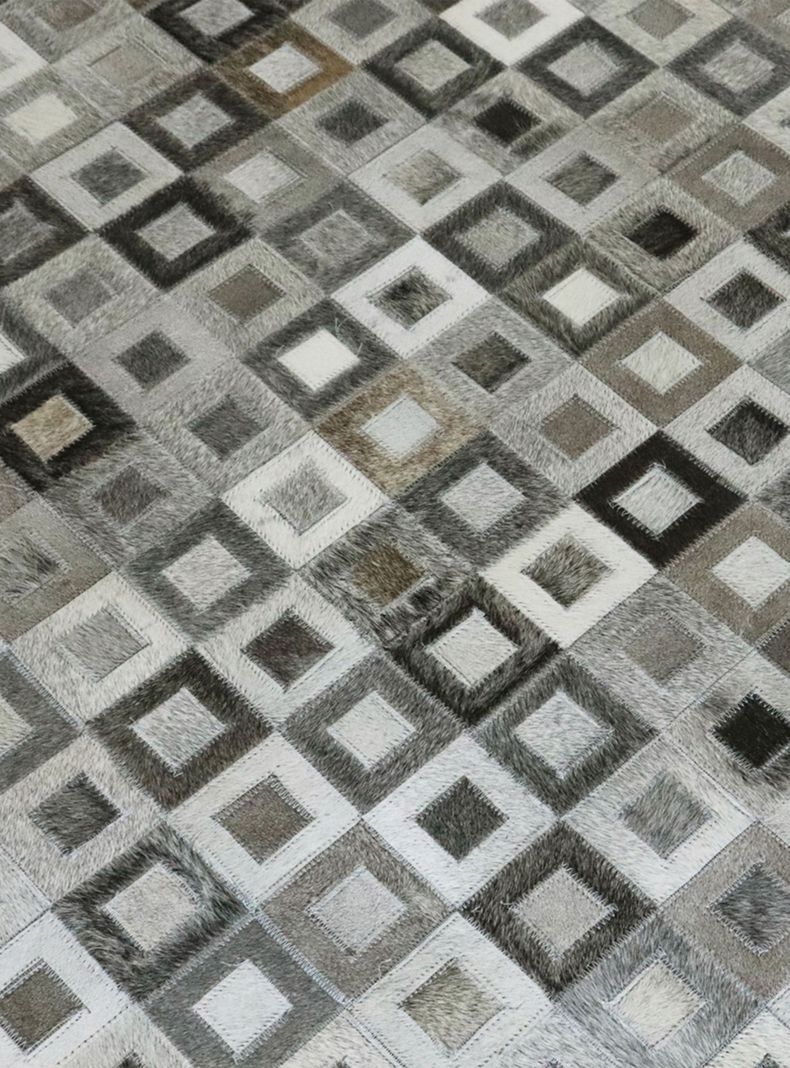 Alfombra Cuero Patch 160x230 cm Gris Natural-1