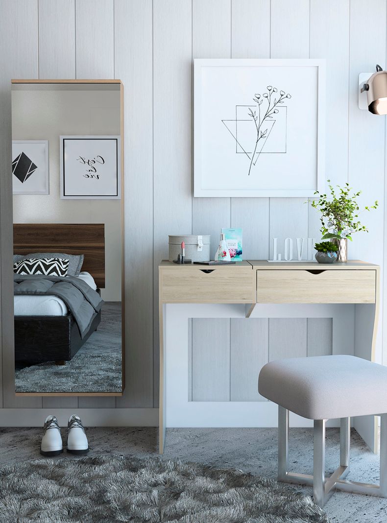 Mueble Tocador + Zapatero con Espejo Perla-3