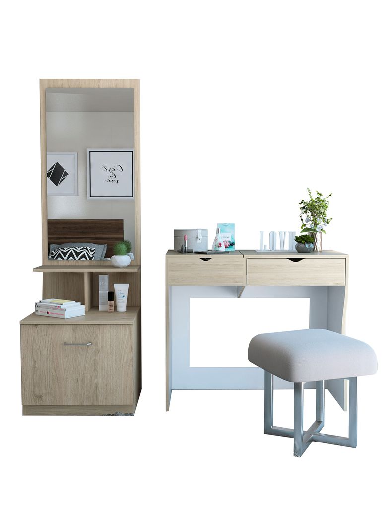 Mueble Tocador + Velador con Espejo-0