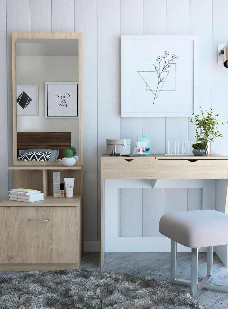 Mueble Tocador + Velador con Espejo-3