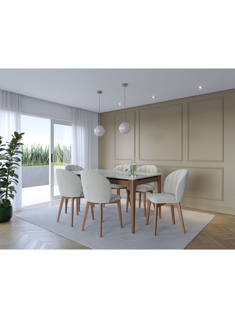 Mesa de Comedor Addar 1.6 + 6 Sillas Alba Natural-5