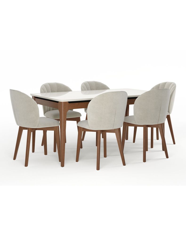 Mesa de Comedor Addar 1.6 + 6 Sillas Alba Natural-0