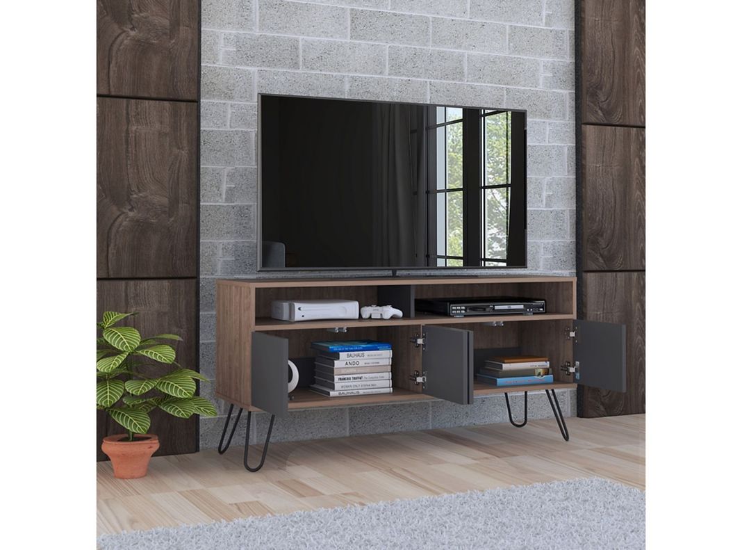 Rack TV 55" Vassel Miel Plomo TuHome-3