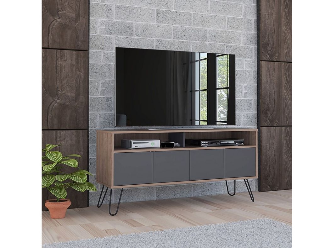 Rack TV 55" Vassel Miel Plomo TuHome-4