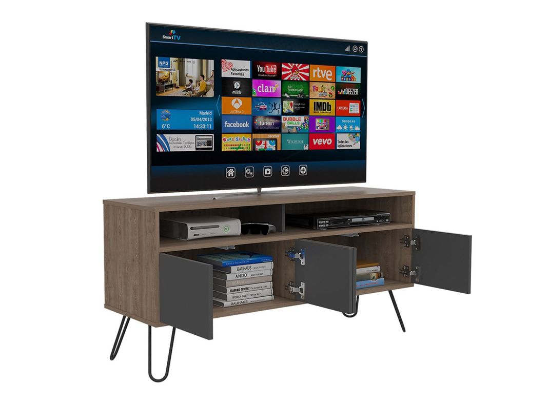 Rack TV 55" Vassel Miel Plomo TuHome-0