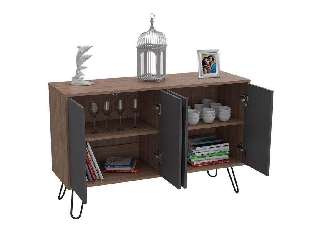 Combo Muebles Vassel Miel Plomo Buffet + Mesa de Centro TuHome-6