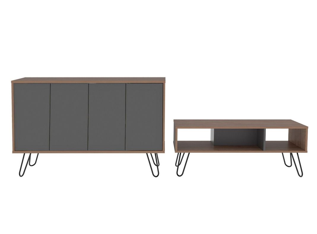 Combo Muebles Vassel Miel Plomo Buffet + Mesa de Centro TuHome-0