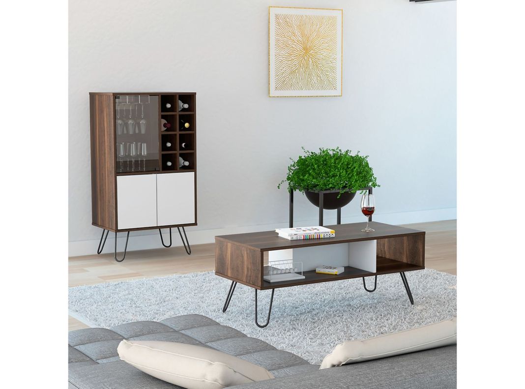 Combo Muebles Vassel Habano Blanco Bar + Mesa de Centro-1