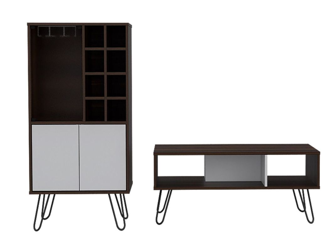 Combo Muebles Vassel Habano Blanco Bar + Mesa de Centro-0