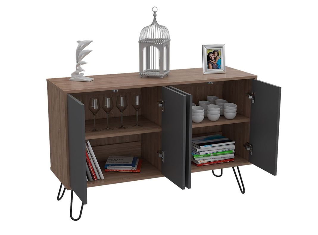 Combo Muebles Vassel Miel Plomo Buffet + Rack TV 55" TuHome-6