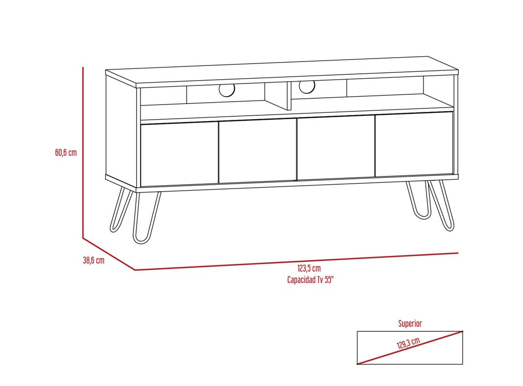 Combo Muebles Vassel Miel Plomo Buffet + Rack TV 55" TuHome-2