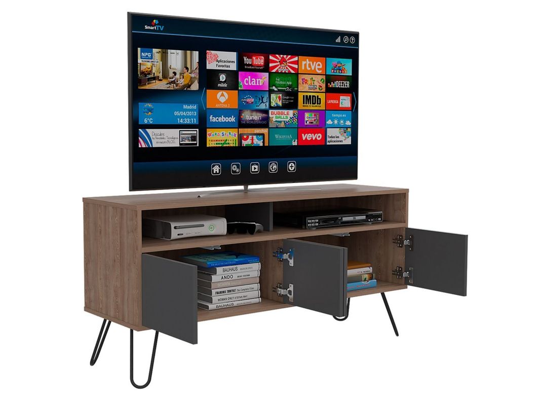 Combo Muebles Vassel Miel Plomo Buffet + Rack TV 55" TuHome-7