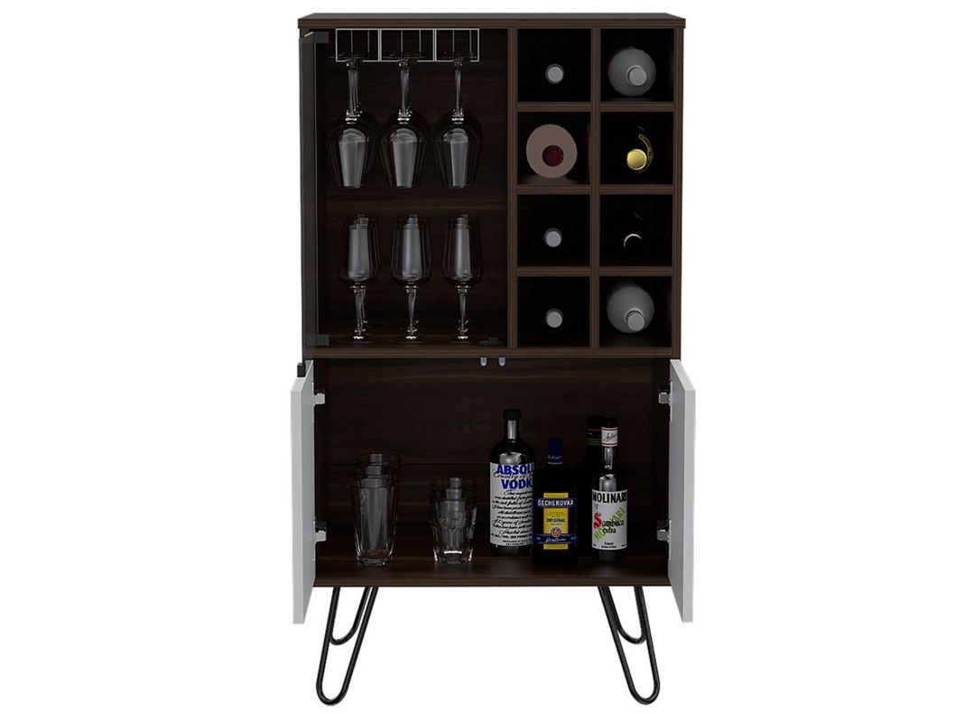 Combo Muebles Vassel Habano Blanco Biblioteca + Bar TuHome-7