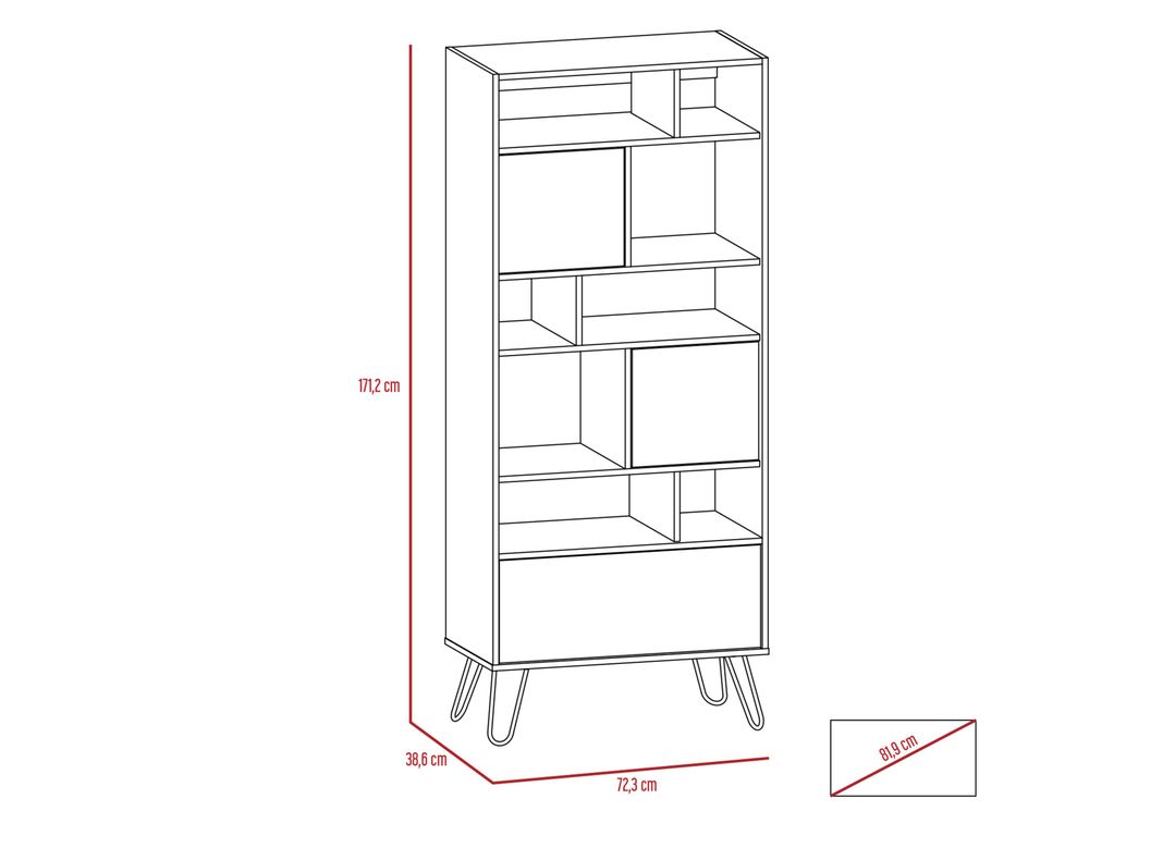 Combo Muebles Vassel Habano Blanco Biblioteca + Bar TuHome-4