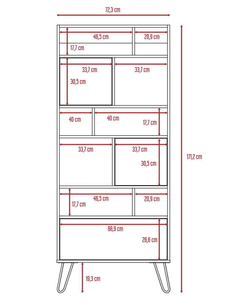 Combo Muebles Vassel Habano Blanco Biblioteca + Bar TuHome-3