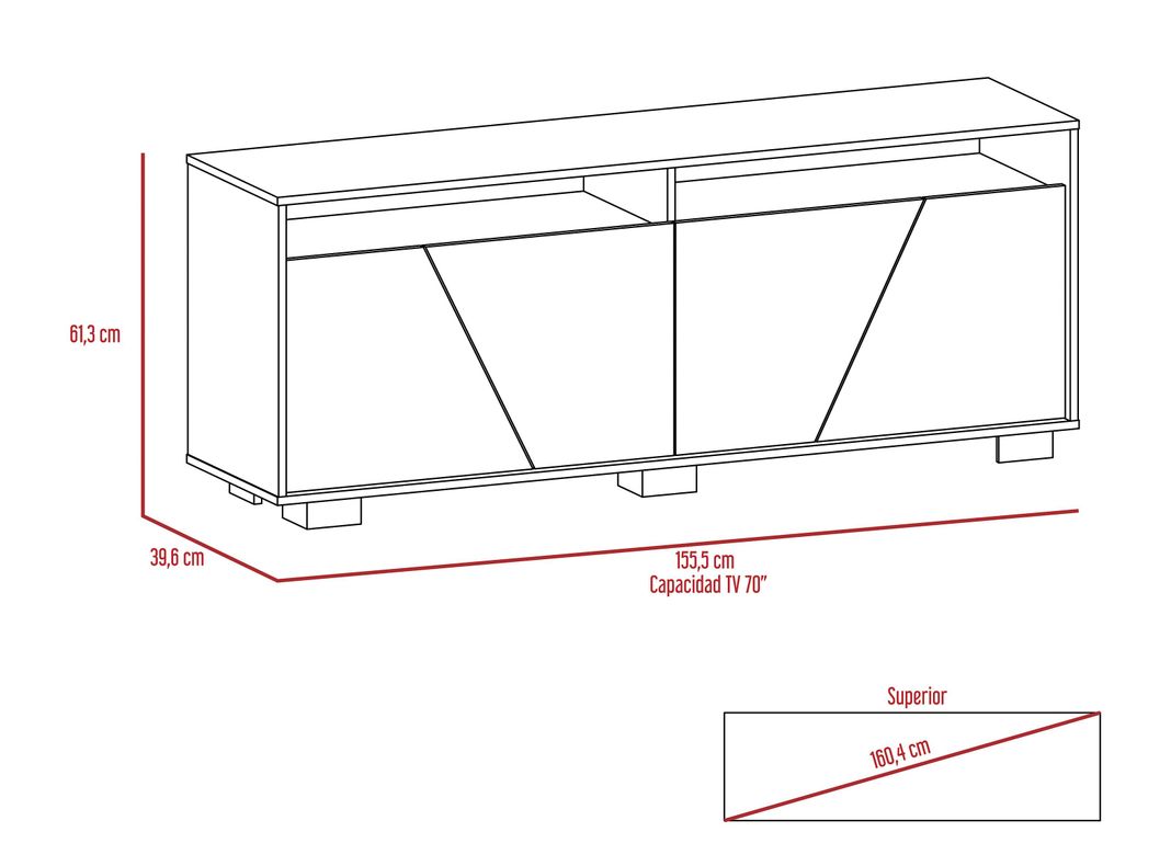 Combo Muebles Fraktal Habano Miel Arrimo + Rack TV TuHome-2
