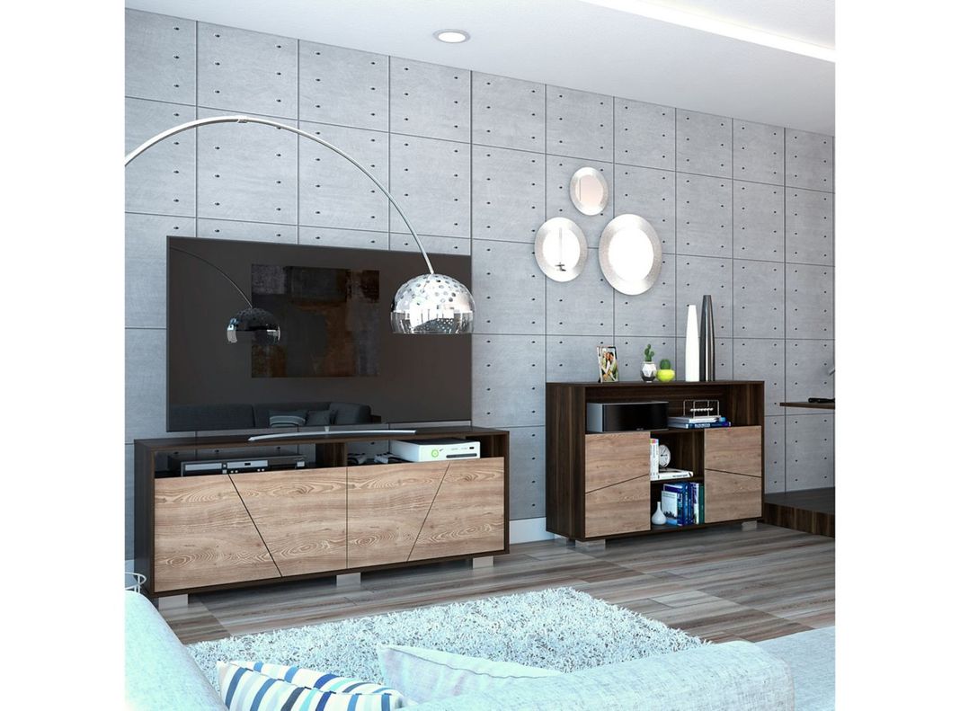 Combo Muebles Fraktal Habano Miel Arrimo + Rack TV TuHome-5