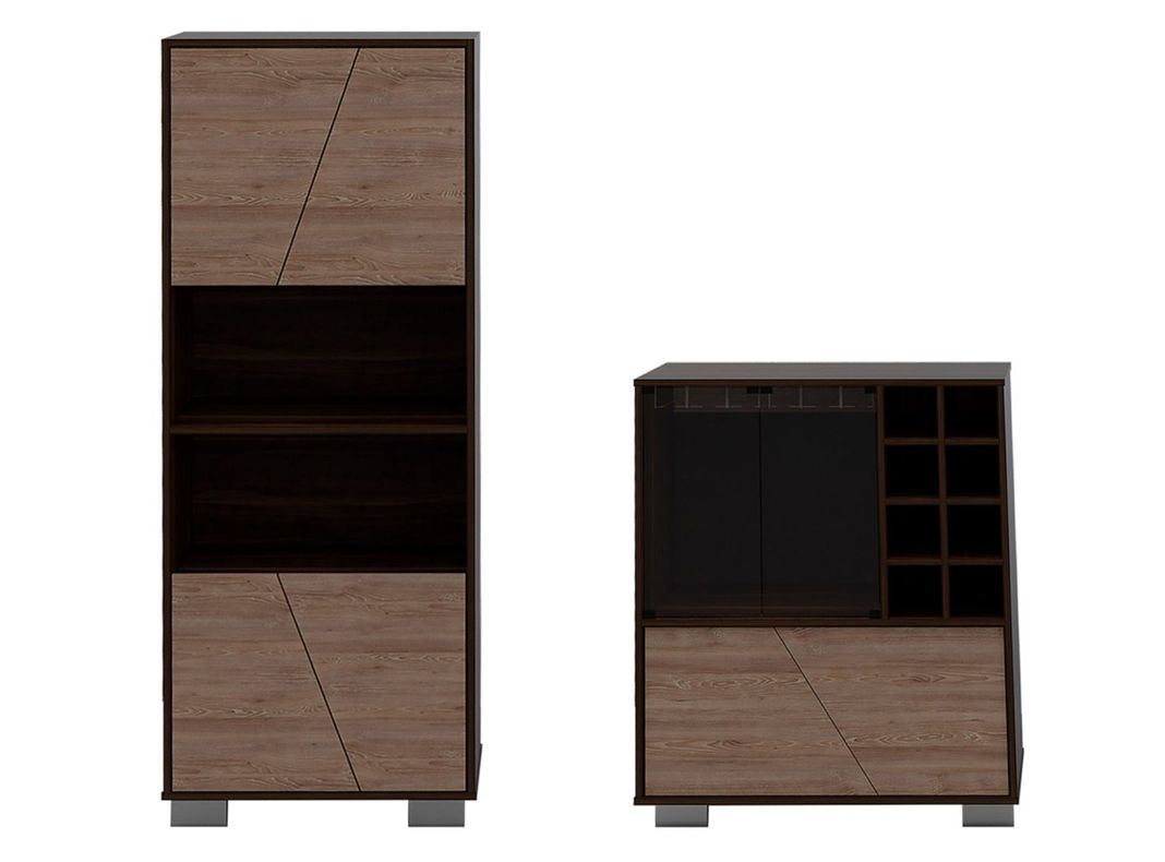 Combo Muebles Fraktal Habano Miel Biblioteca + Bar TuHome-0