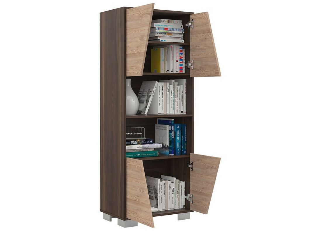 Combo Muebles Fraktal Habano Miel Biblioteca + Bar TuHome-6