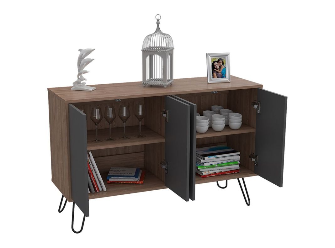 Combo Muebles Vassel Miel Plomo Buffet + Rack TV + Mesa de Centro TuHome-8