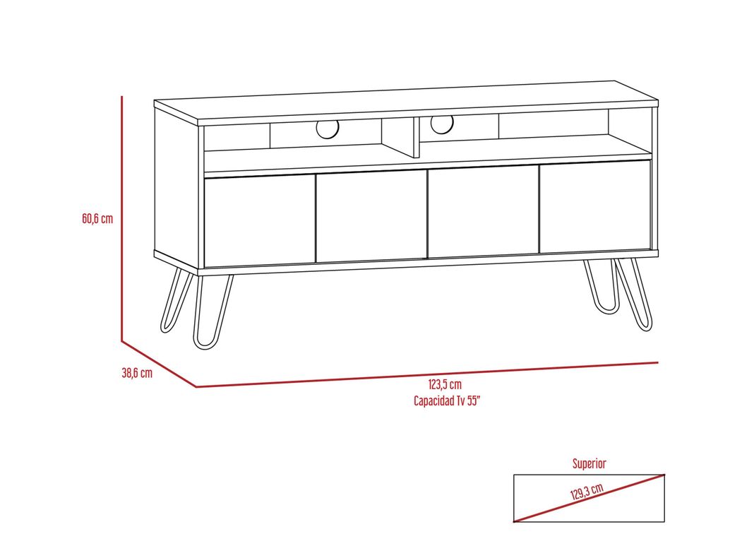 Combo Muebles Vassel Miel Plomo Buffet + Rack TV + Mesa de Centro TuHome-4