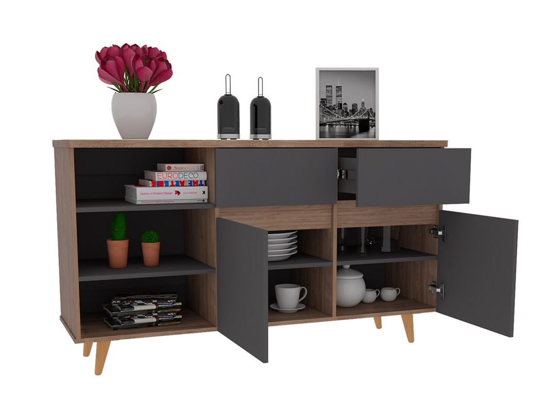 Combo TuHome Muebles Salem Miel Plomo Buffet + Rack TV 60"-6