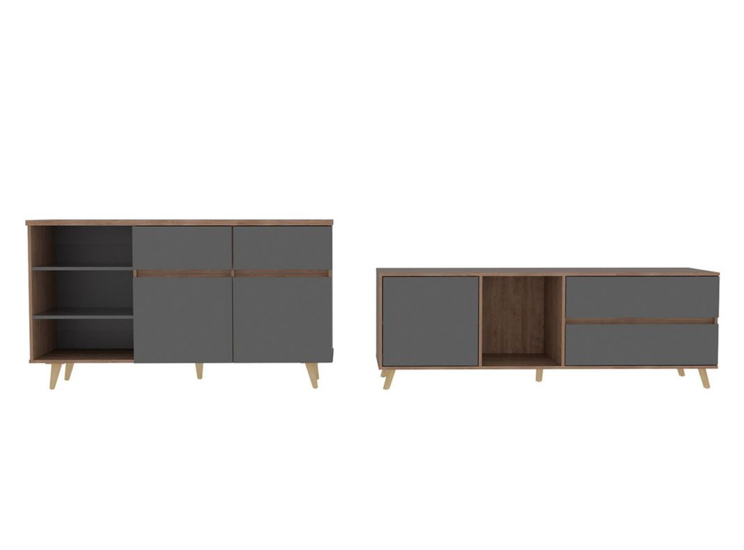Combo TuHome Muebles Salem Miel Plomo Buffet + Rack TV 60"-0