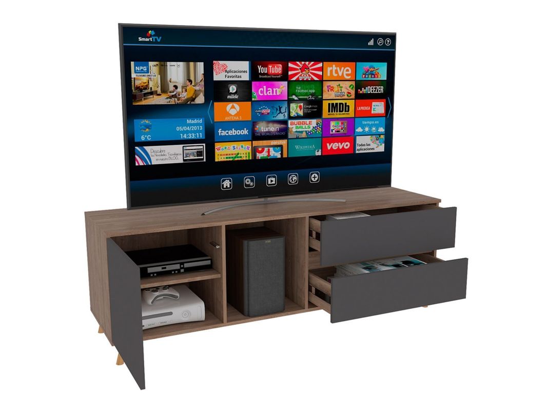 Combo TuHome Muebles Salem Miel Plomo Buffet + Rack TV 60"-7
