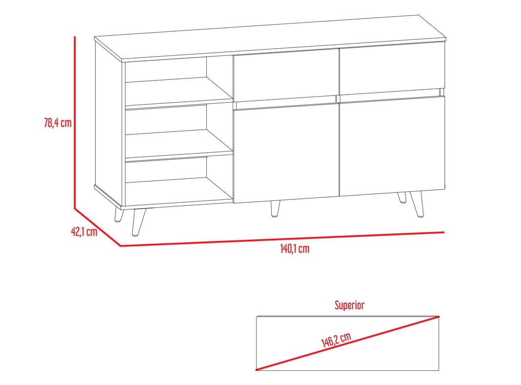 Combo TuHome Muebles Salem Miel Plomo Buffet + Rack TV 60"-4