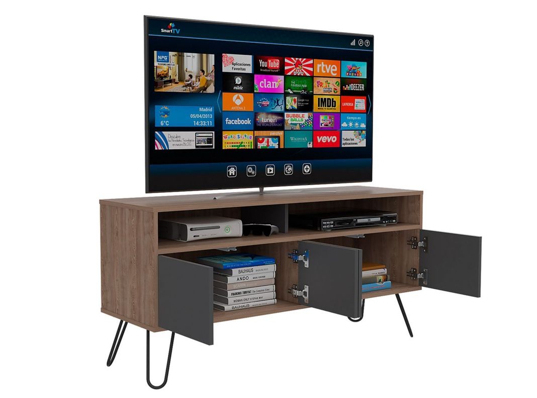 Combo Muebles Vassel Miel Plomo Biblioteca + Rack TV + Mesa de Centro TuHome-9
