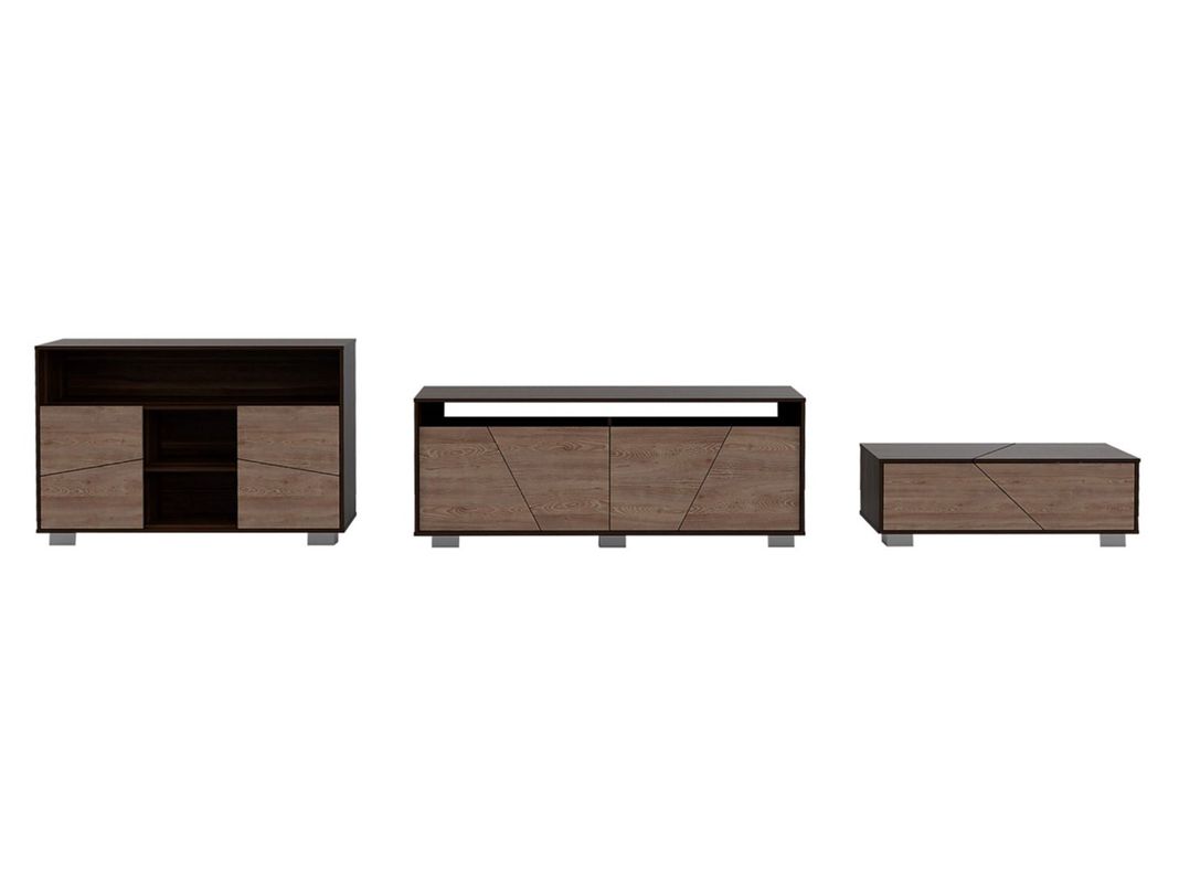 Combo Muebles Fraktal Habano Miel Arrimo + Rack TV + Mesa Centro TuHome-0