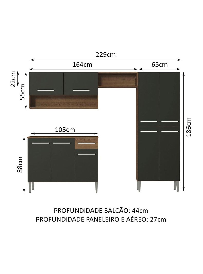 Kit Cocina Emilly Dark 9 Puertas 1 Cajón-1