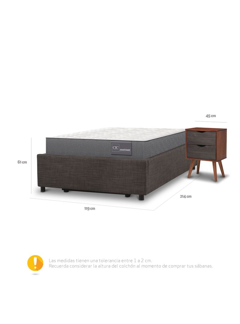Cama Space Box Anatomic 1 1/2 Plazas + Velador Niger-1