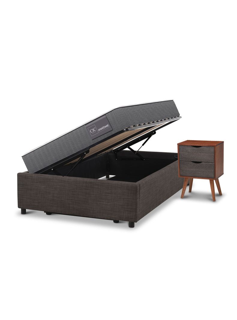 Cama Space Box Anatomic 1 1/2 Plazas + Velador Niger-3