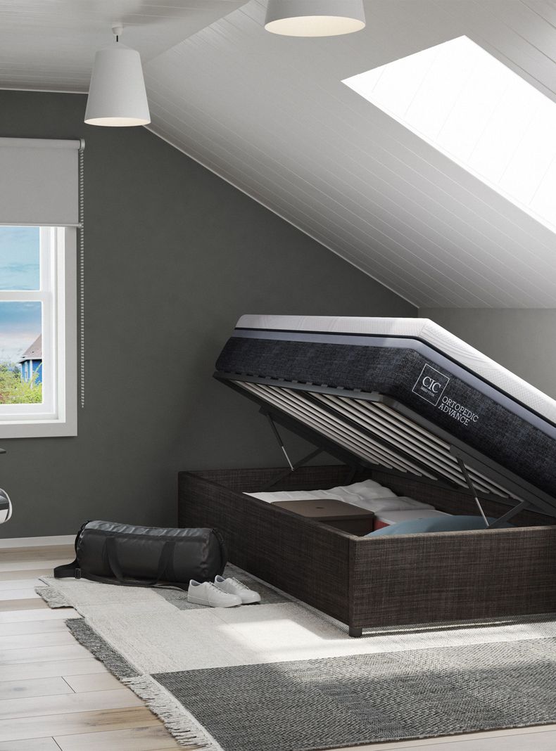 Cama Space Box Anatomic 1.5 + Velador Torino-6