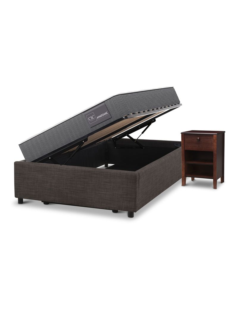 Cama Space Box Anatomic 1.5 + Velador Torino Chocolate-3