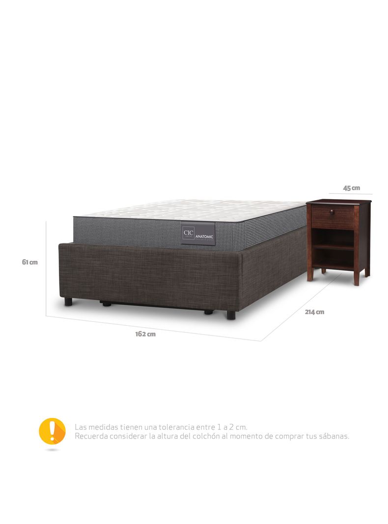 Cama Space Box Anatomic 1.5 + Velador Torino Chocolate-1