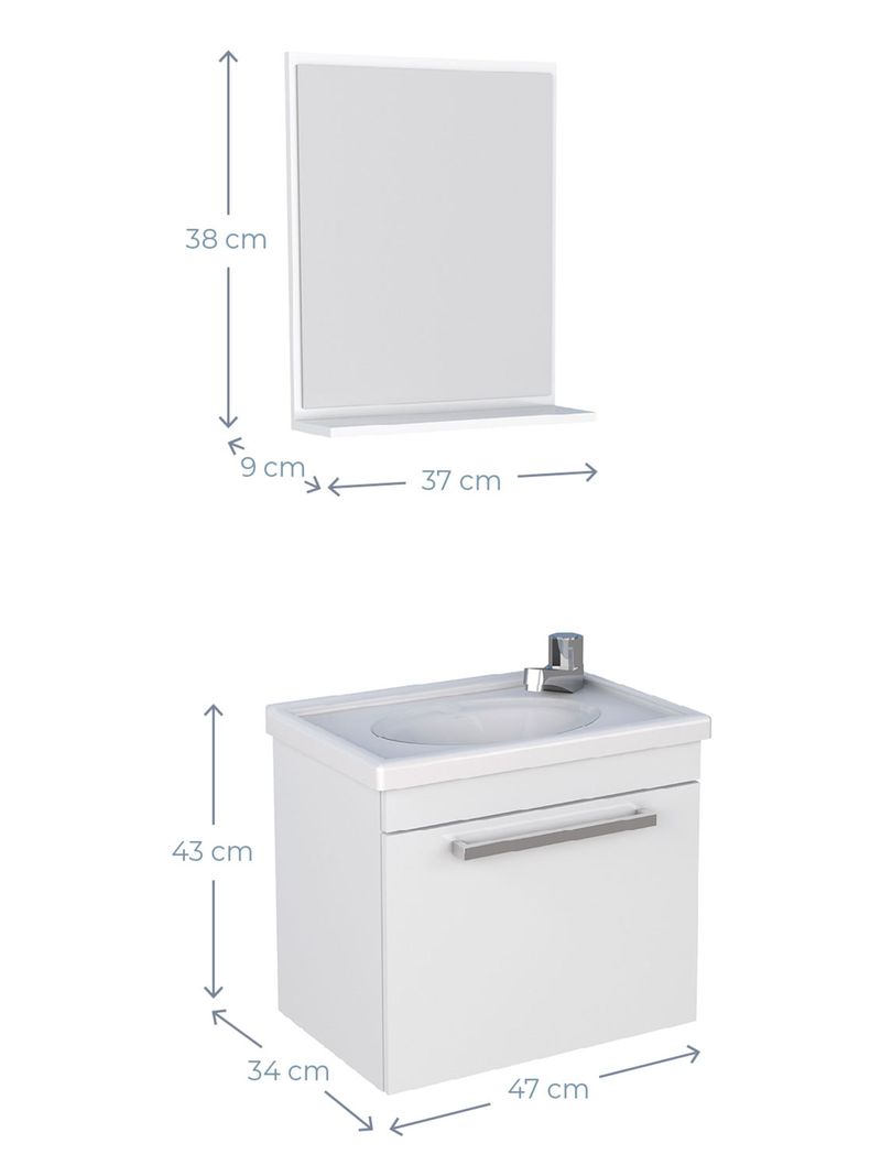 Mueble Vanitorio + Aéreo Espejo Agata 1 Puerta-1