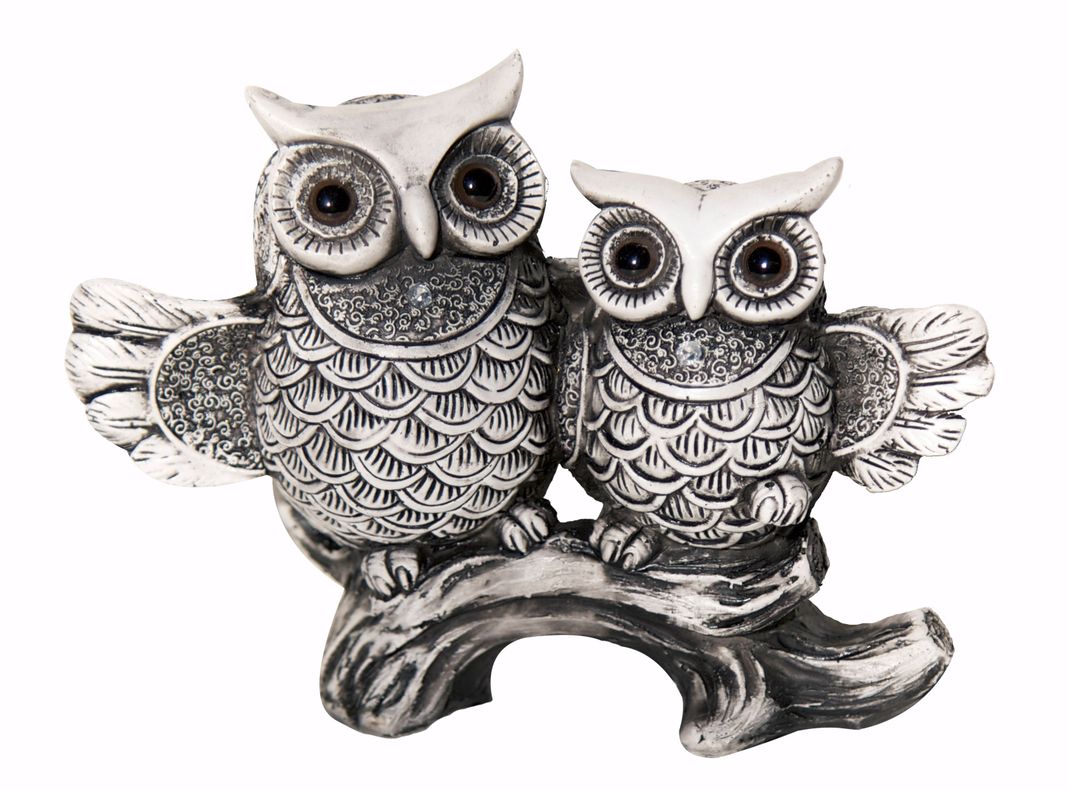Pareja De Búhos De Poliresina, 20x8x15 cms Kadar-0