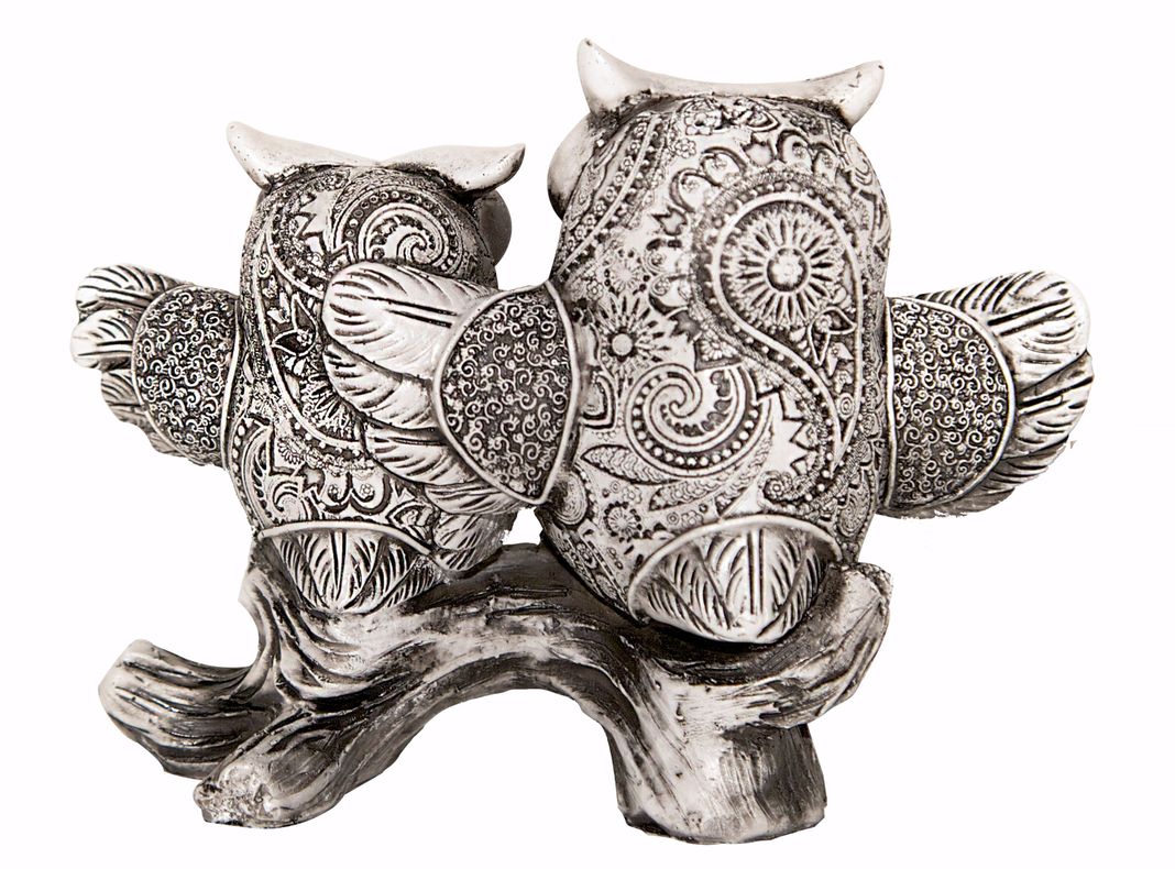 Pareja De Búhos De Poliresina, 20x8x15 cms Kadar-1