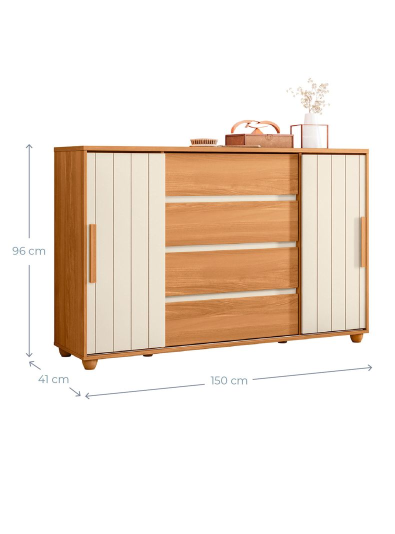 Cómoda Evidenza Rustic 2 Puertas 4 Cajones-1