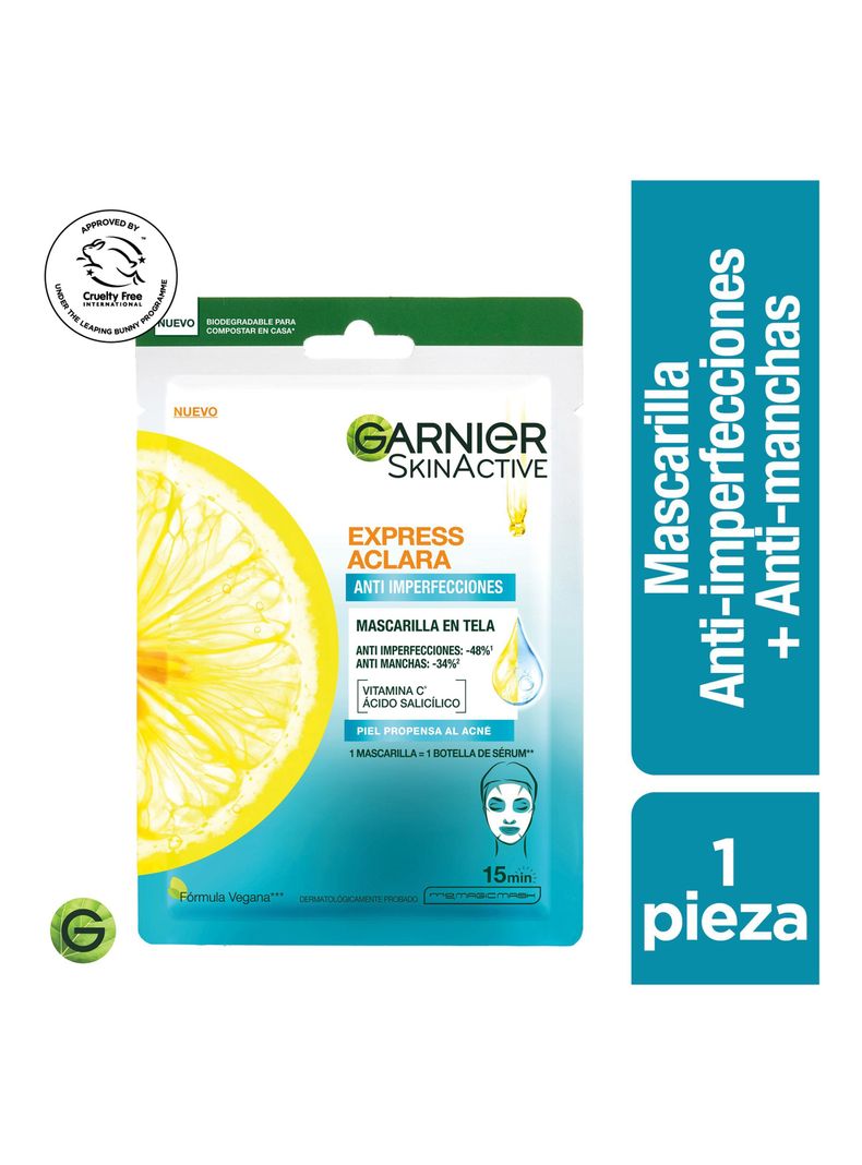 Mascarilla Garnier Anti-Imperfecciones Express Aclara 23 g-0