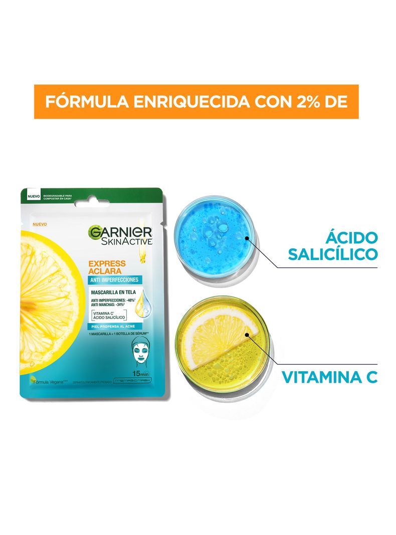 Mascarilla Garnier Anti-Imperfecciones Express Aclara 23 g-2