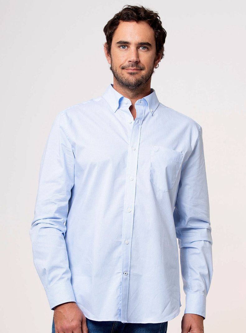 Camisa Casual Manga Larga Texturizada-0