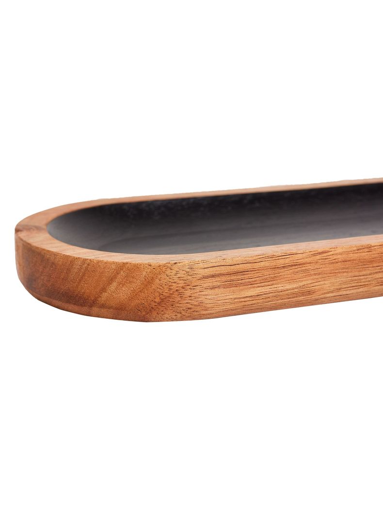 Plato Servir Negro Madera 30x10 cm-2